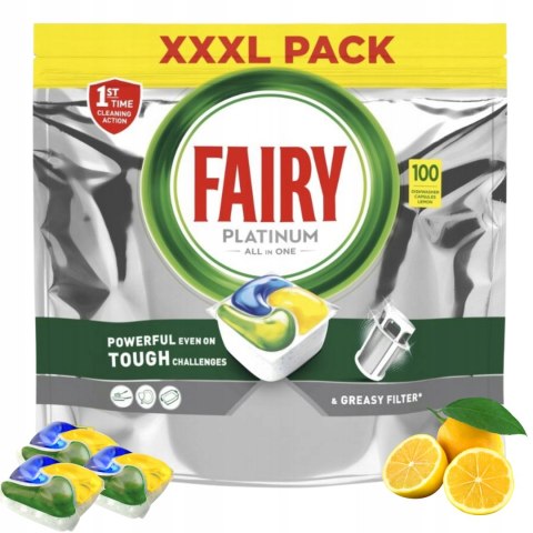 Fairy Platinum Kapsułki do Zmywarki All in One Oryginał lemon 100 szt