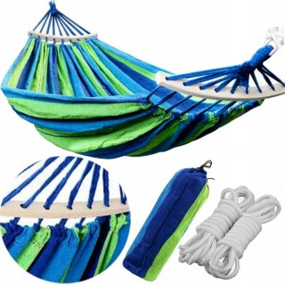 HAMAK OGRODOWY Dwuosobowy DUŻY XXL 265x150 2 Osobowy TURYSTYCZNY Z DRĄŻKIEM