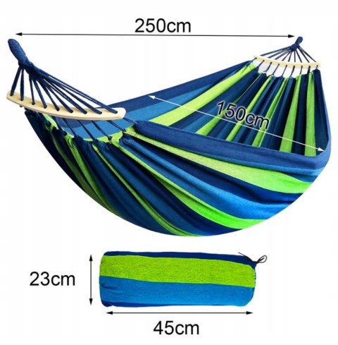 HAMAK OGRODOWY Dwuosobowy DUŻY XXL 265x150 2 Osobowy TURYSTYCZNY Z DRĄŻKIEM