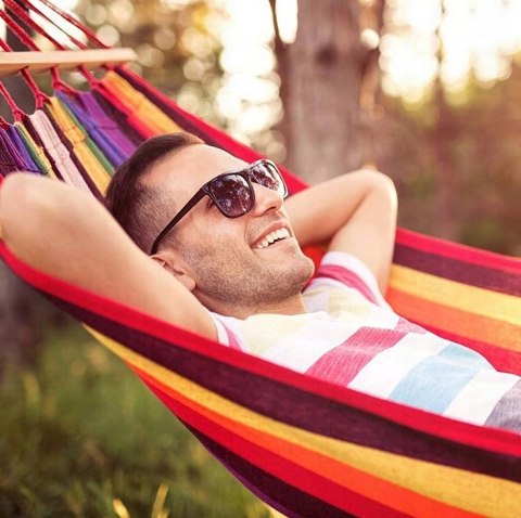 HAMAK OGRODOWY Dwuosobowy DUŻY XXL 265x150 2 Osobowy TURYSTYCZNY Z DRĄŻKIEM