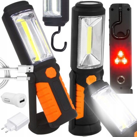 LAMPA WARSZTATOWA LED MOCNA 3w1 Pomaraczowa LATARKA