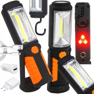 LAMPA WARSZTATOWA LED MOCNA 3w1 Pomaraczowa LATARKA
