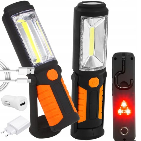 LAMPA WARSZTATOWA LED MOCNA 3w1 Pomaraczowa LATARKA