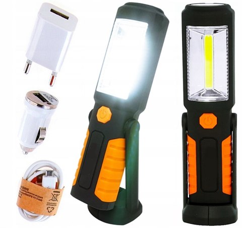 LAMPA WARSZTATOWA LED MOCNA 3w1 Pomaraczowa LATARKA