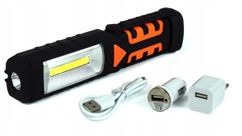 LAMPA WARSZTATOWA LED MOCNA 3w1 Pomaraczowa LATARKA