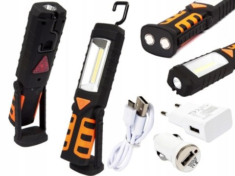 LAMPA WARSZTATOWA LED MOCNA 3w1 Pomaraczowa LATARKA