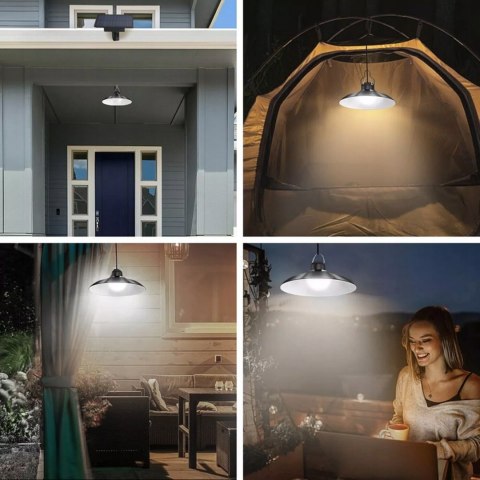 LAMPA WISZĄCA SOLARNA LED ŻYRANDOL OGRODOWA ZEWNĘTRZNA + Czujnik Zmierzchu