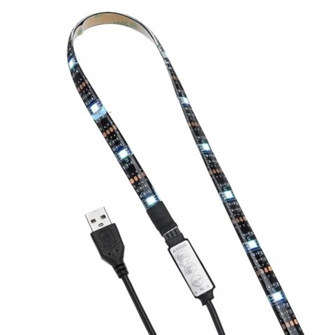 TAŚMA LED Z PILOTEM RGB USB DO TV 1M KOLOROWA PODŚWIETLENIE TELEWIZORA