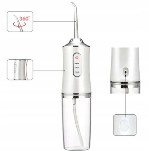 Irygator do Zębów Bezprzewodowy Dental Flosser USB 3 Tryby + Końcówki