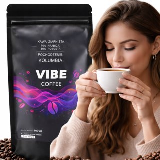 KAWA ZIARNISTA 1kg Kolumbia ŚWIEŻO PALONA Vibe Coffe mocna Arabica 1000g
