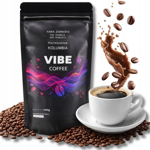 KAWA ZIARNISTA 1kg Kolumbia ŚWIEŻO PALONA Vibe Coffe mocna Arabica 1000g