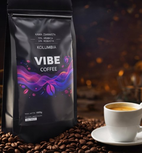 KAWA ZIARNISTA ŚWIEŻO PALONA Vibe Coffe mocna Arabica 1kg + termos PREZENT