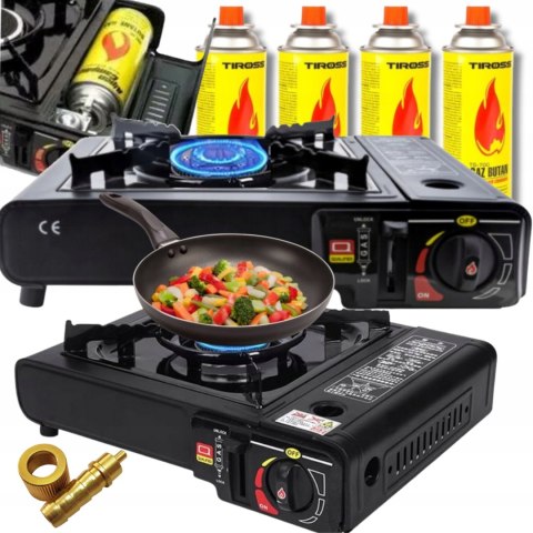KUCHENKA TURYSTYCZNA KARTUSZE REDUKCJA NA BUTLE PRZENOŚNA W WALIZCE 4x GAZ