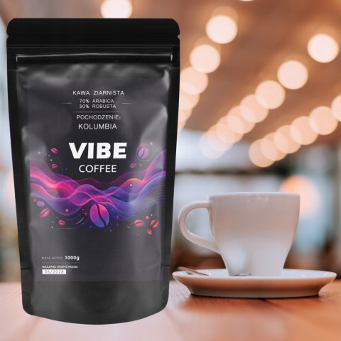 Kawa Ziarnista Świeżo Palona 1kg VIBE COFFEE Kolumbia + Kubek Prezent