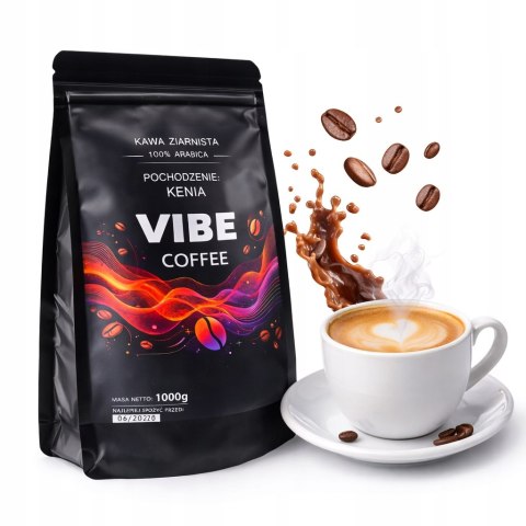 Kawa ziarnista 1kg KENIA 100% ARABICA VIBE COFFE Świeżo Palona do ekspresu