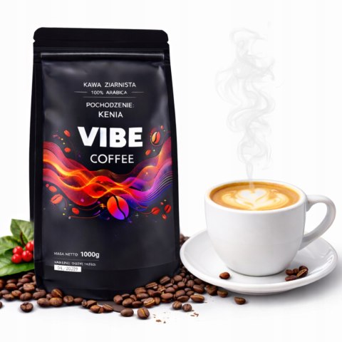 Kawa ziarnista 1kg KENIA 100% ARABICA VIBE COFFE Świeżo Palona do ekspresu