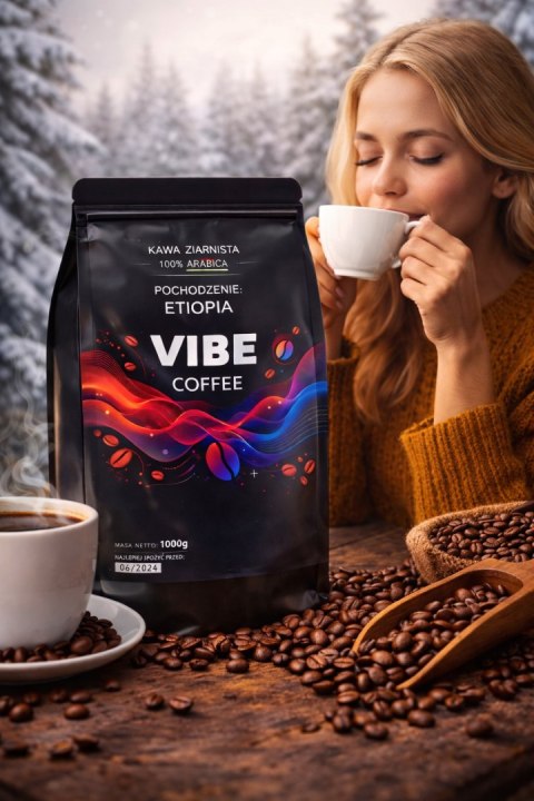 Kawa ziarnista 1kg Świeżo Palona ETIOPIA 100% ARABICA VIBE do ekspresu 1000