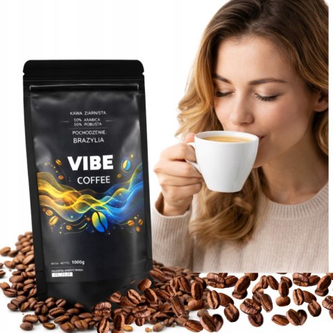 Kawa ziarnista 1kg VIBE COFFE BRAZYLIA Świeżo Palona mieszana ARABICA 1000g