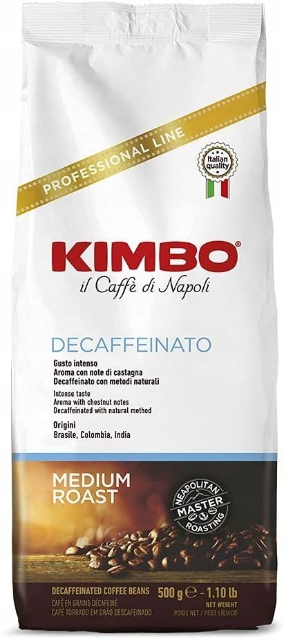 Kawa ziarnista Kimbo Espresso Decaffeinato 500g - bezkofeinowa