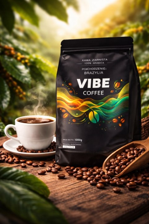 Kawa ziarnista VIBE COFFE Brazylia 1kg Świeżo Palona - 100% Arabica 1000g