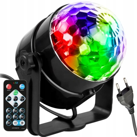 PROJEKTOR DYSKOTEKOWY KULA lustrzana DYSKOTEKOWA RGB reflektor LASER PILOT