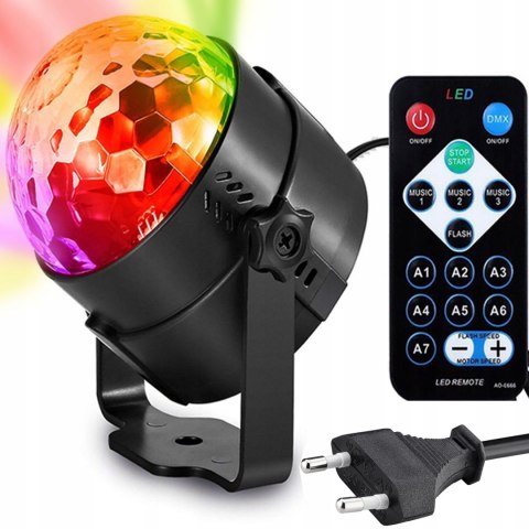 PROJEKTOR DYSKOTEKOWY KULA lustrzana DYSKOTEKOWA RGB reflektor LASER PILOT