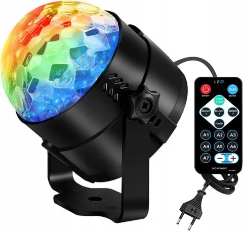 PROJEKTOR DYSKOTEKOWY KULA lustrzana DYSKOTEKOWA RGB reflektor LASER PILOT
