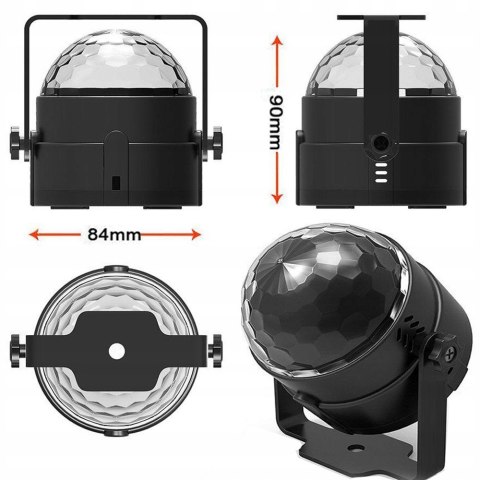 PROJEKTOR DYSKOTEKOWY KULA lustrzana DYSKOTEKOWA RGB reflektor LASER PILOT