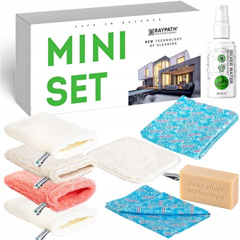 Raypath mini zestaw set do mycia i sprzątania domu biura auta z nanosrebrem