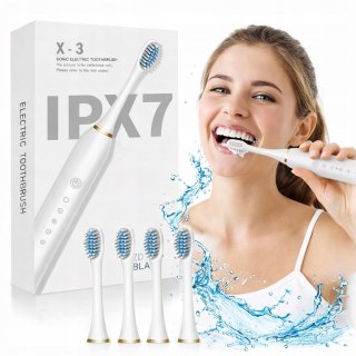 SZCZOTECZKA SONICZNA DO ZĘBÓW Akumulatorowa ELEKTRYCZNA + 4 KOŃCÓWKI USB