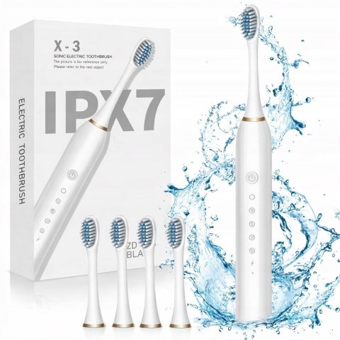 SZCZOTECZKA SONICZNA DO ZĘBÓW Akumulatorowa ELEKTRYCZNA + 4 KOŃCÓWKI USB