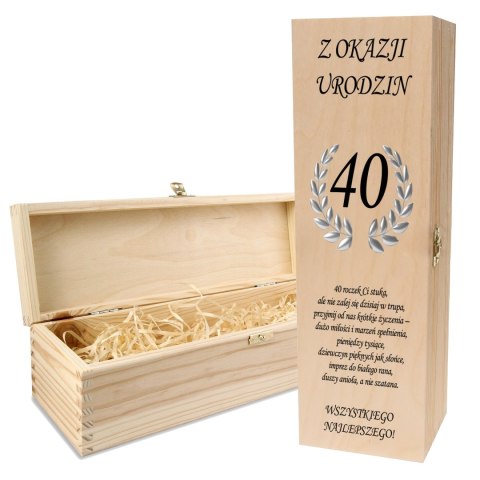 Drewniana skrzynka na wino - IDEALNY PREZENT na każdą okazję! 40-STKA 02