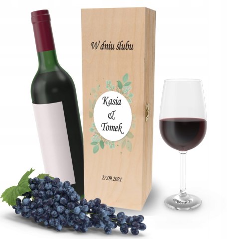 Drewniana skrzynka na wino - IDEALNY PREZENT na każdą okazję! NA ŚLUB 11