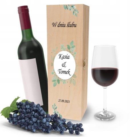 Drewniana skrzynka na wino - IDEALNY PREZENT na każdą okazję! NA ŚLUB 12