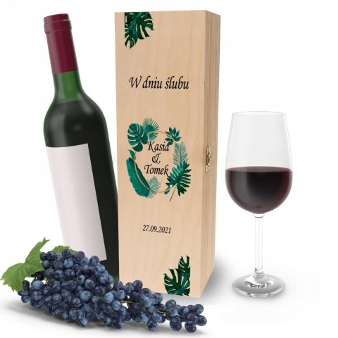 Drewniana skrzynka na wino - IDEALNY PREZENT na każdą okazję! NA ŚLUB 13