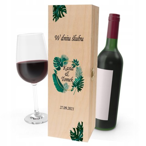 Drewniana skrzynka na wino - IDEALNY PREZENT na każdą okazję! NA ŚLUB 13