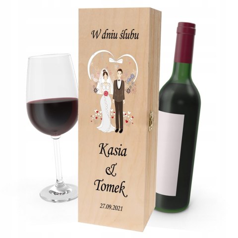Drewniana skrzynka na wino - IDEALNY PREZENT na każdą okazję! NA ŚLUB 15