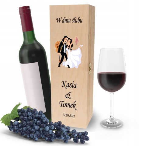 Drewniana skrzynka na wino - IDEALNY PREZENT na każdą okazję! NA ŚLUB 16