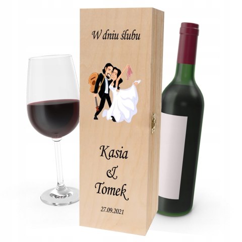 Drewniana skrzynka na wino - IDEALNY PREZENT na każdą okazję! NA ŚLUB 16