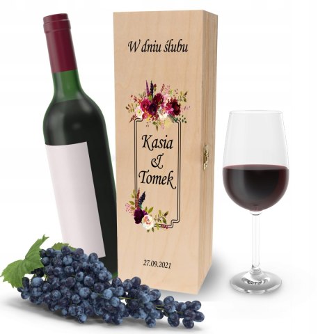 Drewniana skrzynka na wino - IDEALNY PREZENT na każdą okazję! NA ŚLUB 22