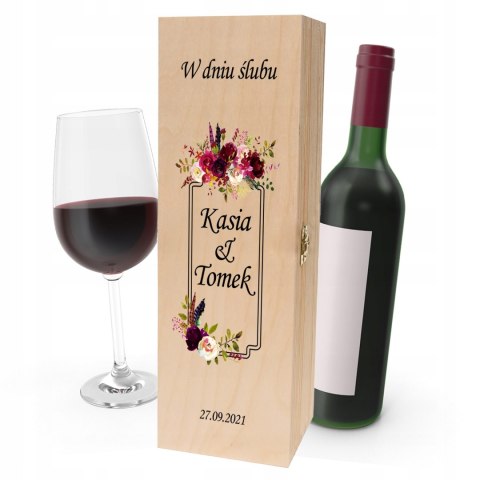Drewniana skrzynka na wino - IDEALNY PREZENT na każdą okazję! NA ŚLUB 22