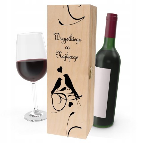 Drewniana skrzynka na wino PREZENT na każdą okazję PDM DZIEŃ KOBIET 06