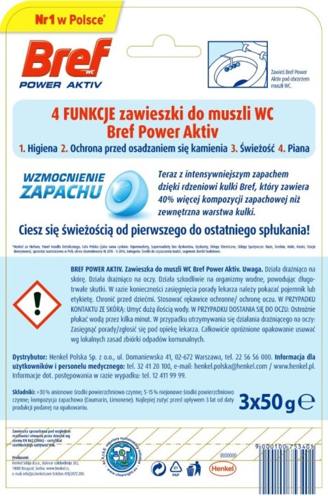Bref Power Aktiv Kostka Zawieszka do WC Ocean 3x50g Trójpak