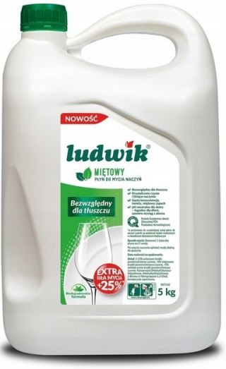 LUDWIK Plyn do naczyn duży zapaz 5L Mieta