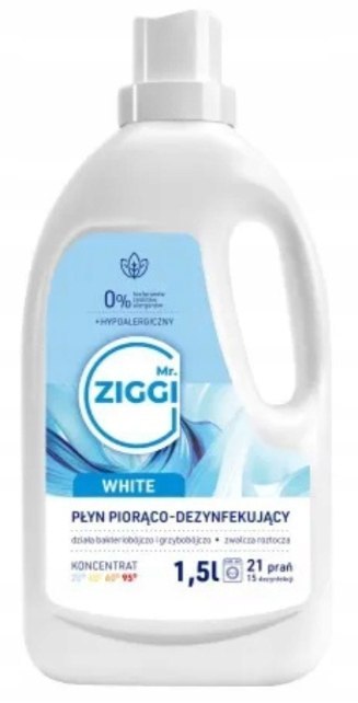 MR. ZIGGI Żel 21 Prań 1,5L White Dezynfekujący