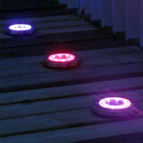 LAMPKI SOLARNE DO OGRODU GRUNTOWE LAMPY LED DYSK WBIJANE OGRODOWE RGB 4x