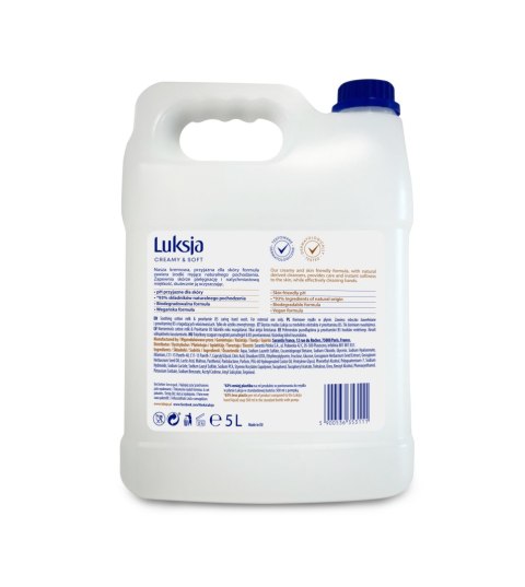 Luksja Creamy&Soft mydło w płynie 5L mleczko bawełniane i prowitamina ZAPAS