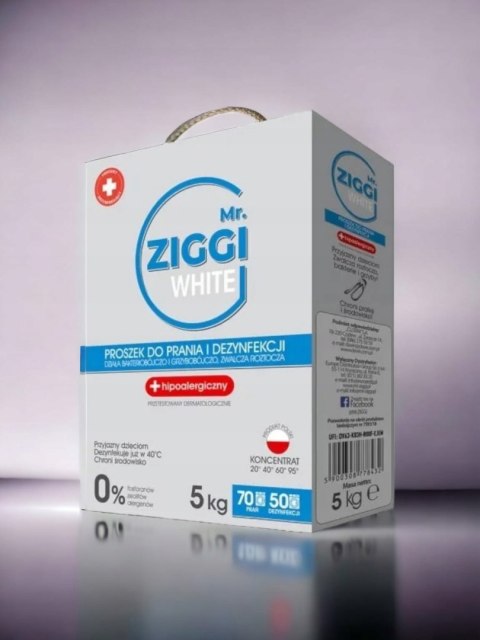 Mr. ZIGGI White Proszek do Prania Białego Dezynfekujący Hipoalergiczny 5kg