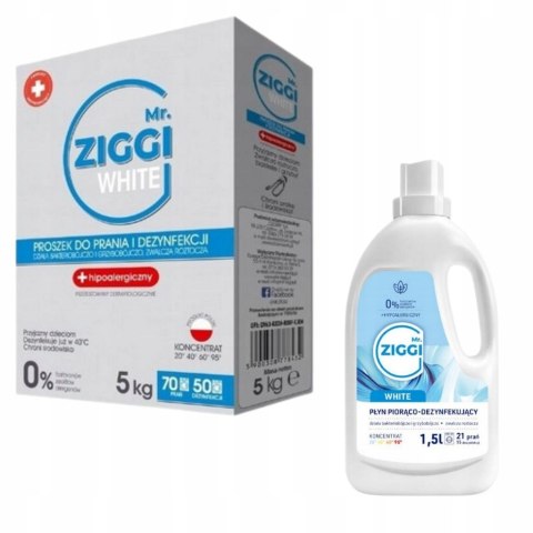 Mr. ZIGGI White Proszek do Prania Białego Dezynfekujący Hipoalergiczny 5kg