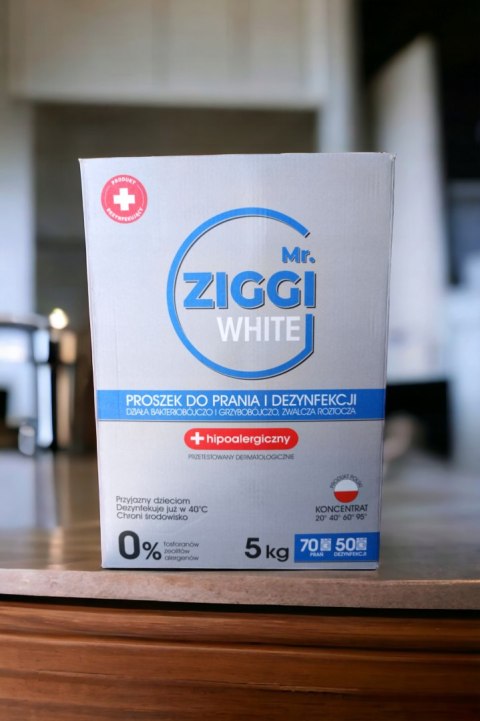 Mr. ZIGGI White Proszek do Prania Białego Dezynfekujący Hipoalergiczny 5kg